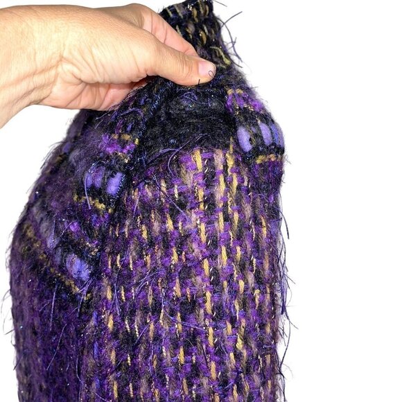 Fiberworks Womens Jacket Size Medium Purple Vintage Handwoven Buttons Pockets - Picture 9 of 16